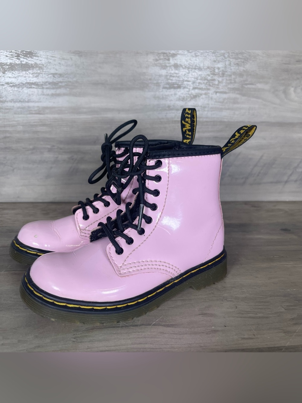 Doc DrMartens Toddler Girls 9 Pale Pink Combat Side Zip High Top Lace Up Boots